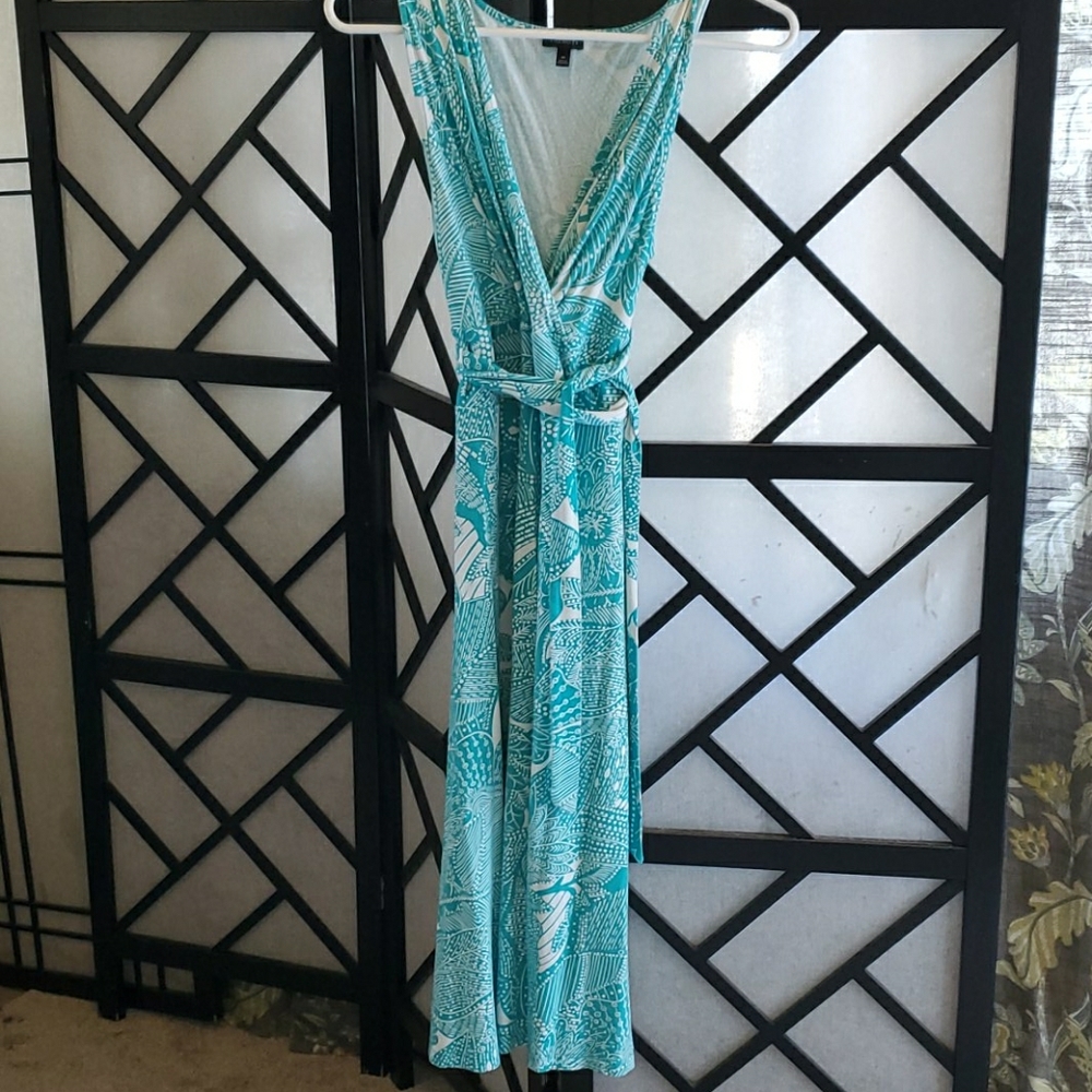 Aqua floral tie dress